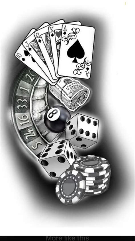 Black and White Gambling Tattoo Design .